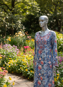 Robe Abaya Kaftan Islamique Longue Fait Main Perlée Luxe Élégant Bleu Azur Respirante Légère pour Mariage et Fêtes Femme - Product Image 2