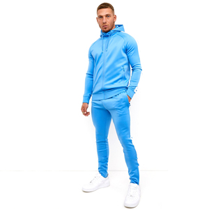 Chándal Azul con Capucha para Hombre, de Color Sólido, Estilo Casual, con Bolsillos Laterales, Cierre de Cremallera, Corte Regular, Estilo Primavera - Product Image 1