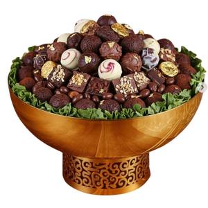 Vente en gros de bols à chocolat élégants faits à la main, centre de table avec accents de feuilles d'or, décoration de table de dessert haut de gamme, fournitures de chocolat - Product Image 1