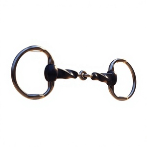 Riaz Jamal  International Mors de cheval en acier inoxydable et caoutchouc à torsion lente, à joues pleines, avec anneaux pehlam/gaga / mors D - Product Image 3