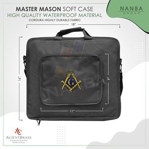Estuches de transporte de tela negra para insignias masónicas con diseño bordado de esquadrón y compás, estuche blando MM-WM con bolsillo - Product Image 4