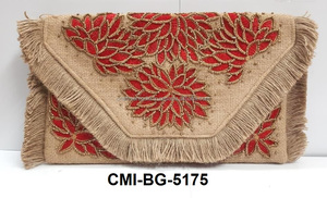 Bolso de moda de Yute natural de la mejor calidad al por mayor para mujer, bolsos de moda, forro de lona, cremallera bordada, dos cadenas - Product Image 5