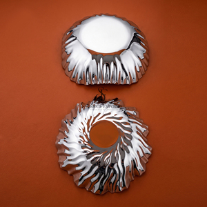 Luxury Wave Edge Stainless Steel Chocolate Trays <b>Set</b> Of 2 Chrome Finish Decorative Bowls For <b>Serving</b> Chocolate Candy & Nuts - Product Image 5