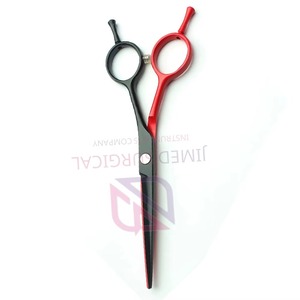 Tijeras de Barbero de Acero Inoxidable con Recubrimiento Negro y Rojo de Lujo |   Cuchilla Afilada con Doble Apoyo para los Dedos Ajustable para Profesionales de Salón - Product Image 6