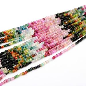 Cuentas Rondelle facetadas de turmalina múltiple Natural, cuentas de piedras preciosas sueltas de 4mm para la fabricación de joyas a precio de fabricante, venta al por mayor a granel - Product Image 5