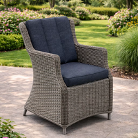 Fauteuil d'extérieur moderne en rotin tressé imperméable avec assise rembourrée, pliable, pour jardin, cour, appartement, hôtel, terrasse, parc