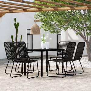 Juego de comedor de patio negro de 7 piezas para uso en el jardín - Product Image 1