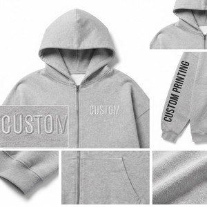 Manufacture Men's Oversized drop shoulder Full Zip Hoodie And Jogger Two piece Custom print <b>Embroidery</b> Wholesale Track - Product Image 5