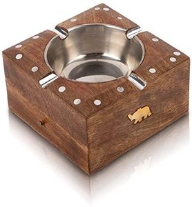 Cenicero Moderno de Madera de Pino Ecológico Hecho a Mano, Económico y Decorativo para Hogar, Balcón, Jardín, Uso en Mesa, M/S SHAAD HANDICRAFTS - Product Image 1