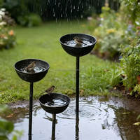 Bain d'oiseaux vintage en métal pour extérieur, construction robuste, finition résistante aux intempéries, bassin d'eau attirant les oiseaux