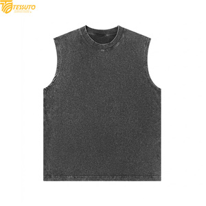 Custom Vintage Acid Wash Tank Top Men's Heavyweight Cotton Muscle Shirt Sleeveless Streetwear Plain Blank Tank Top Manufacturer - Product Image 1