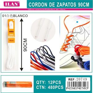 Laccio per scarpe Ilan 90 cm bianco per sneakers - Product Image 3
