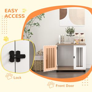 Walnut Brown <b>Dog</b> Kennel Furniture Lockable Door Indoor Side End <b>Table</b> for Small and Medium Sized <b>Dogs</b> - Product Image 5