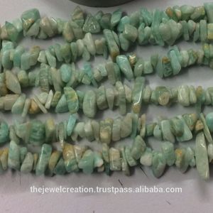 Perles de pierre d'amazonite naturelle bleu-vert de 6 mm et 8 mm, brutes, non taillées, en copeaux, certifiées IGI, semi-précieuses, pour la fabrication de bijoux - Product Image 3