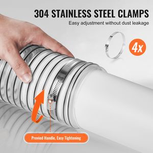 Tubo Flessibile Trasparente Rinforzato in PVC per Aspirazione Polveri 4 X 20 con Spirale in Filo d'Acciaio al Carbonio, Resistente alle Forature, 4 X 30 per Collettore di Polveri - Product Image 4