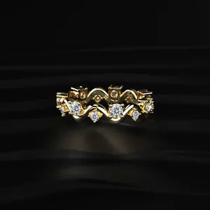Anillo de Diamantes de Corte Redondo con Claridad VVS-VS, Anillo de Eternidad de Diamantes de Círculo Completo, Joyería Nupcial Elegante, Anillo de Propuesta Romántico - Product Image 2