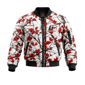 Custom White Red <b>Camo</b> Bomber <b>Jacket</b> for <b>Men</b> Women Quilted Zip Up Flight <b>Jacket</b> Windproof Winter Hunting Outdoor Tactical <b>Jacket</b> - Product Image 1