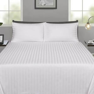 ผ้าปูที่นอนโรงแรมลายทางสีขาว - Product Image 1