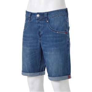 Shorts en jean tissé respirant pour homme, coupe droite, délavé clair, avec fermetures éclair, design déchiré croisé, taille mi-haute, style décontracté d'été - Product Image 5