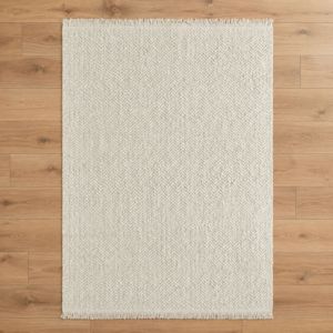 Z&H HOME HKR-015 Alfombra de Lana Natural Color Marfil, Estilo Moderno, Tejida a Mano, de Pelo Corto y Largo, Rectangular, Resistente a las Manchas, Antideslizante, PET - Product Image 4