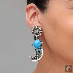 ต่างหูแฟชั่น TUSK ชนเผ่าสีน้ำเงินของ Prao - Product Image 4