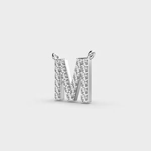 Custom Gold Initial Pendant with Diamond Alphabet Letter M <b>Charm</b> Elegant Gift Jewelry for Women - Product Image 5
