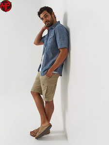 Shorts cargo pour hommes, écologiques, tissés, taille mi-haute, avec logo sur le devant, respirants, séchage rapide, multi-poches, décontractés, utilitaires, pour la randonnée en plein air - Product Image 2