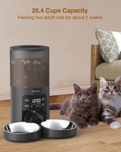 6L Automatic <b>Cat</b> <b>Feeder</b> with Dual Bowls and Programmable 6 Meal <b>Timer</b> - Product Image 3