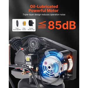Compressore d'Aria Portatile da 25 Galloni con Motore da 2HP, 5.5 SCFM, Serbatoio Lubrificato a Olio da 90PSI con Pressione Massima di 200PSI, Ruote Incluse - Product Image 3