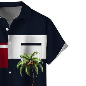 Camisas de Playa para Hombre, Verano, Resort, Twill, 100% Poliéster, Estampado Hawaiano, Corte Ajustado, Manga Corta, Casual, con Botones, Transpirable, Secado Rápido - Product Image 3