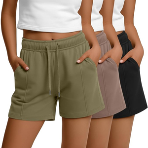 Customize 3 Pack Women's Bermuda <b>Shorts</b> with Pockets Drawstring High Waist Casual Workout <b>Lounge</b> <b>Shorts</b> Solid Color <b>Short</b> - Product Image 1
