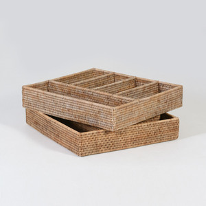 Silverware <b>drawer</b> organizer utensils storage <b>tray</b> kitchen utensil holders rattan silverware <b>trays</b> - Product Image 4