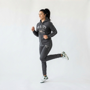 Conjunto Deportivo con Capucha para Mujer, Pantalones de Felpa de Manga Larga, Corte Regular, para Todas las Temporadas, Estilo Deportivo, Estampado con Letras - Product Image 2