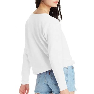 Nueva Sudadera de Felpa Gruesa con Cuello Redondo y Logotipo Bordado Personalizado en la Parte Delantera, 100% Algodón, Talla Grande, Ecológica para Mujer - Product Image 3