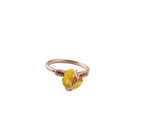 Elegante anillo de piedra natal de citrino crudo de 8-10mm chapado en oro rosa 925 alambre de plata esterlina envuelto corte diamante forma joyería de moda - Product Image 1
