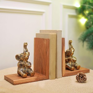 Sheesham Wood Carved Elephant <b>Bookends</b> Wholesale - Moradabad Handicraft - Product Image 1