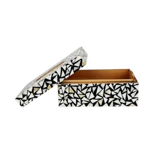 Caja de pañuelos rectangular de alta gama con incrustaciones de nácar y madera hecha a mano para decoración del hogar - Product Image 5