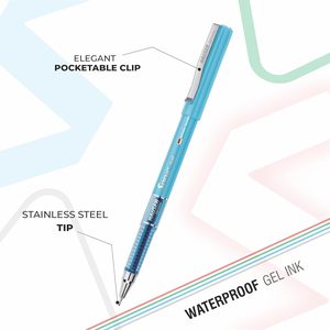 Unique Design Plastic Body Hauser Sonic 0.5MM Gel Pen Stylish Metal Clip Refillable & Waterproof Black/Blue Ink Blister Pack - Product Image 3