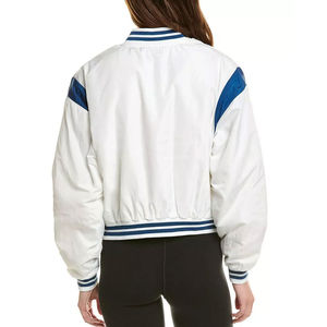 Custom Women’s Cropped Varsity Jacket Long Sleeve Warm Baseball Jacket Trendy Casual Streetwear Color <b>Block</b> Coat 2026 - Product Image 2