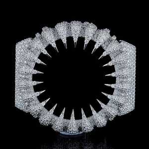 Boîtier de montre entièrement serti de strass argenté avec lunette à pointes, accessoire de bijouterie hip-hop pour hommes et femmes - Product Image 1