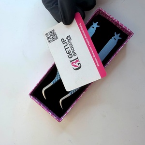 ใหม่แหนบต่อขนตาสีฟ้าปลายเงินเคลือบสีฟ้าปลายตัดดาวไฟเบอร์กันแม่เหล็ก - Product Image 3