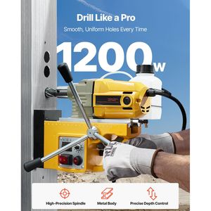 Trapano Magnetico Elettrico 1200W, Diametro di Foratura 1.6, 2810 Lbf, Velocità Variabile con 2 Punte per Foratura - Product Image 6