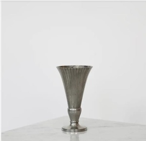 Vase décoratif en métal martelé argenté, centre de table, compotier, pour mariage et décoration intérieure, pot à fleurs conique de luxe - Product Image 2