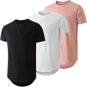 Men's O-Neck Short Sleeve <b>T</b>-<b>Shirt</b> Regular Fit Solid Color Knitted Casual <b>Long</b> Length <b>Black</b> White Pink - Product Image 1