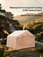 Tente gonflable portable facile à installer, imperméable et résistante au vent, 7.5 ㎡   Tente de camping gonflable avec de grands fenêtres de ventilation