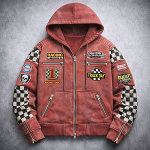 Sweat à capuche unisexe zippé en polaire pour motards, inspiré des sports, brodé, séchage rapide, écologique, mode printemps, logo 3D en relief - Product Image 2