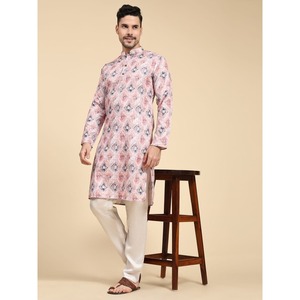 ผ้าฝ้ายทอตามลำดับแบบดั้งเดิมงานทอผ้าสำหรับผู้ชายมีสีชมพูอ่อน - Product Image 1