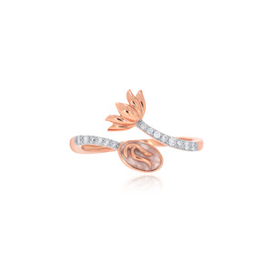 Bague de fiançailles en or premium sertie de diamants, motif floral Lotus en fleurs, pour femmes, fournisseur de bijoux en gros - Product Image 2