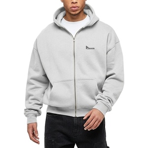 Sudadera con capucha de algodón y forro polar para hombre, con cremallera completa, estilo casual urbano, con logo personalizado, lisa, suministro al por mayor - Product Image 4