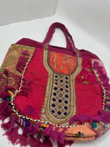 Handmade Recycled Patchwork Kantha Embroidered Boho Tassel Women's Vintage Cotton Tote <b>Bag</b> Zipper Two Thread Shopping <b>Bag</b> - Product Image 2